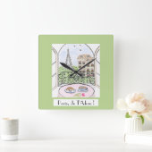 Whimsical Paris Eiffel Tower I Adore You! Vierkante Klok (Huis)