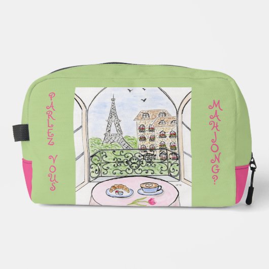 Whimsical Paris Eiffel Tower MAHJONG Zip Tile Bag Toilettasje (Voorkant)
