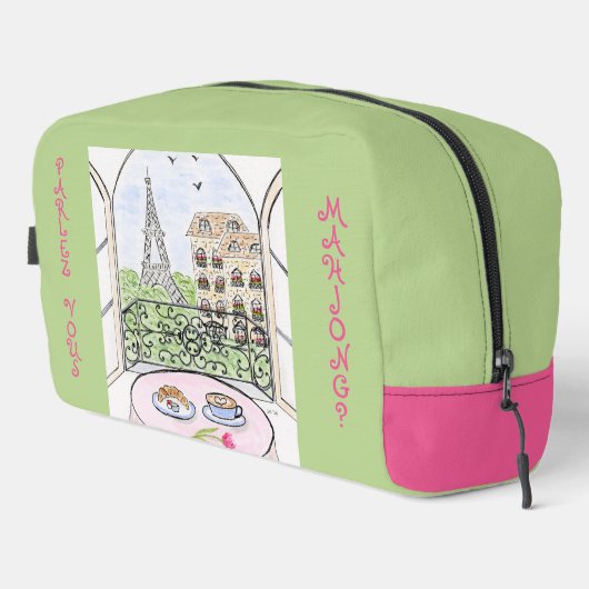 Whimsical Paris Eiffel Tower MAHJONG Zip Tile Bag Toilettasje (Rechterhoek)