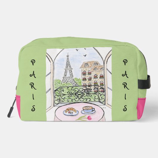 Whimsical Paris Eiffel Tower MAHJONG Zip Tile Bag Toilettasje (Achterkant)