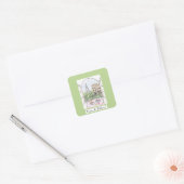 Whimsical Paris Eiffel Tower PARIS JE T'ADORE Vierkante Sticker (Envelop)