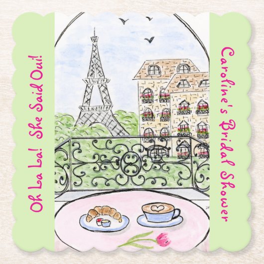 Whimsical Paris Eiffeltoren BRUIDSSCHMAUS Kartonnen Onderzetters (Voorkant)
