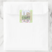 Whimsical Paris Eiffeltoren BRUIDSSCHMAUS Vierkante Sticker (Tas)