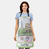 Whimsical Paris Eiffeltoren Franse Chef  Schort (Gedragen)