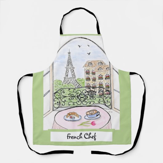 Whimsical Paris Eiffeltoren Franse Chef  Schort (Voorkant)