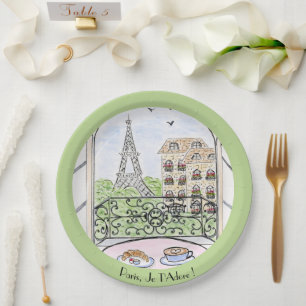 Whimsical Paris Eiffeltoren Ik aanbid je! Rond Papieren Bordje