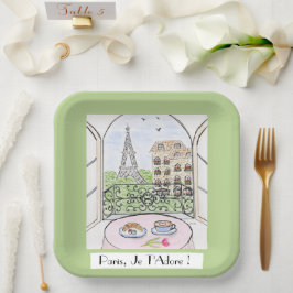 Whimsical Paris Eiffeltoren Ik aanbid jou! Papieren Bordje