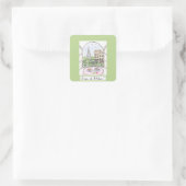 Whimsical Paris Eiffeltoren PARIS JE T'ADORE Vierkante Sticker (Tas)