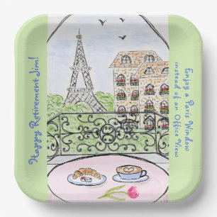 Whimsical Paris Eiffeltoren PENSIOEN Naam Papieren Bordje