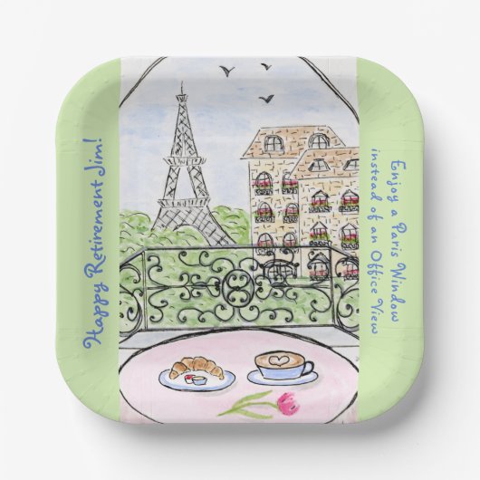 Whimsical Paris Eiffeltoren PENSIOEN Papieren Bordje (Voorkant)