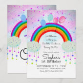 Whimsical Party Ballonnen Regenboog Sterren 1e 1 Kaart (Voorkant / Achterkant)