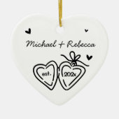 Whimsical Pas getrouwd Eerste kerst Ornament (Voorkant)