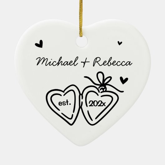 Whimsical Pas getrouwd Eerste kerst Ornament (Achterkant)