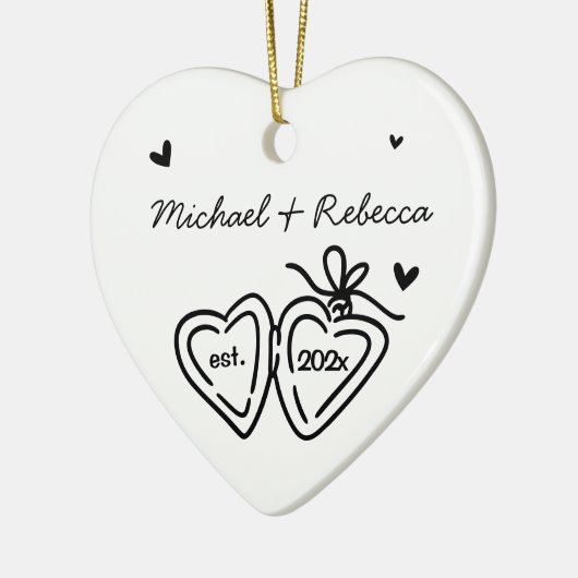 Whimsical Pas getrouwd Eerste kerst Ornament (Links)