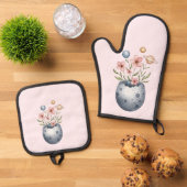 Whimsical Pasen bloemen Ovenwant & Pannenlap Set (Top down)
