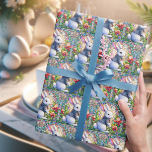Whimsical Pasen Kleurrijke Glas in lood Konijntje Cadeaupapier