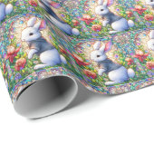 Whimsical Pasen Kleurrijke Glas in lood Konijntje Cadeaupapier (Rol Hoek)