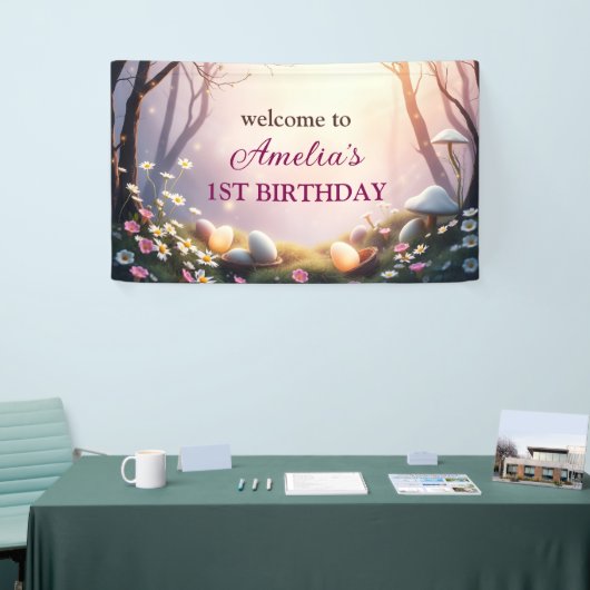 Whimsical Pasen Thema 1e verjaardag Welkom Teken Spandoek (Beurs)