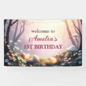 Whimsical Pasen Thema 1e verjaardag Welkom Teken Spandoek (Horizontaal)