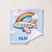 Whimsical Passanger Vliegtuig met Rainbow Washandje (Wasdoekje)