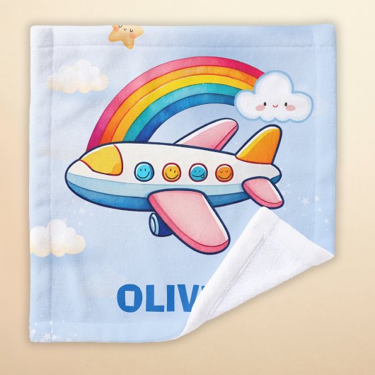 Whimsical Passanger Vliegtuig met Rainbow Washandje