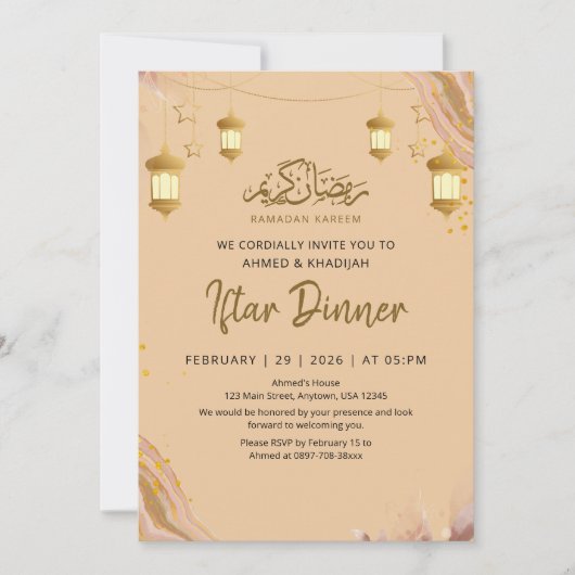 Whimsical Pastel Agate Ramadan Iftar Dinner Kaart (Voorkant)