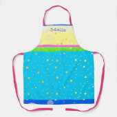 Whimsical Pastel Aqua, Roze, Geel, Blauw Groen Schort (Voorkant)