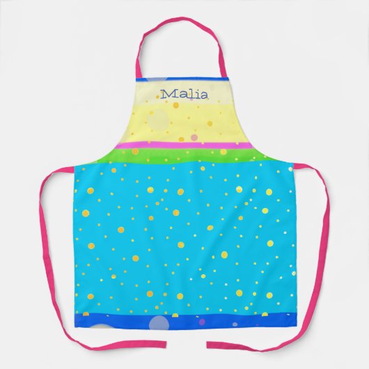 Whimsical Pastel Aqua, Roze, Geel, Blauw Groen Schort (Voorkant)