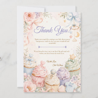 Whimsical Pastel Baby Shower Bedankkaart