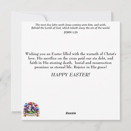 Whimsical Pastel Bloemen Paashaas Theetuin Feestdagenkaart (Achterkant)