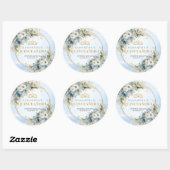 Whimsical Pastel Blue Gold Eucalyptus Quinceañera  Ronde Sticker (Vel)