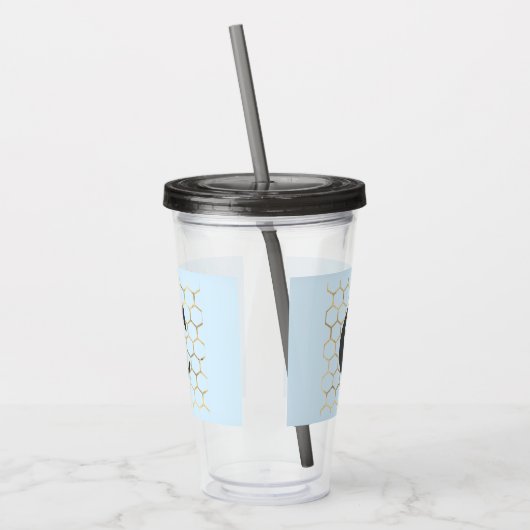 Whimsical Pastel Blue Hexagon Modern Monogram Acryl Drinkbeker (Links)