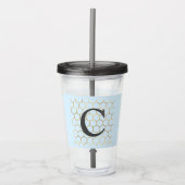 Whimsical Pastel Blue Hexagon Modern Monogram Acryl Drinkbeker (Voorkant)
