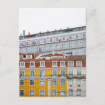 Whimsical pastel buildings in Lisbon
