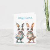 Whimsical Pastel Bunnies Downloadbare Pasen Kaart (Voorkant)