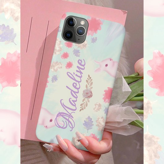 Whimsical Pastel Bunny Kleurrijk Bladpatroon Case-Mate iPhone Case