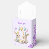Whimsical Pastel Bunny Twins Birthday Favor Box Bedankdoosjes (Geopend)