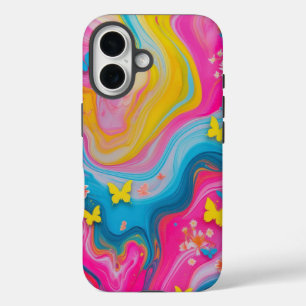 Whimsical Pastel Butterfly Marble Telefoonhoes iPhone 16 Hoesje