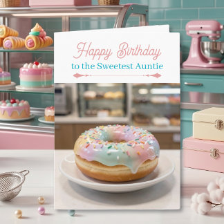 Whimsical Pastel Cake Birthday Card for an Aunt Kaart