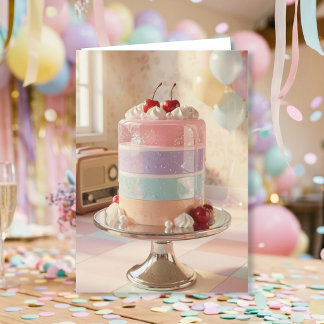 Whimsical Pastel Cake Birthday Card for my Friend Kaart