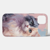 Whimsical Pastel Cat – Half grijs, Half gember Fel Case-Mate iPhone Case (Achterkant (horizontaal))