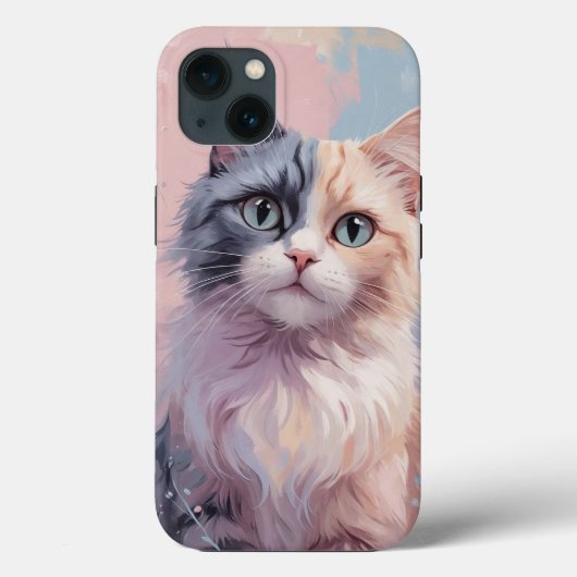 Whimsical Pastel Cat – Half grijs, Half gember Fel Case-Mate iPhone Case (Achterkant)