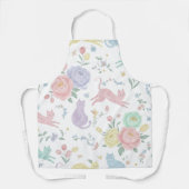 Whimsical Pastel Cats and Peonies Floral Apron Schort (Voorkant)