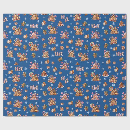 Whimsical Pastel Christmas Ginger Bread patterned Cadeaupapier (Vlak)