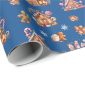 Whimsical Pastel Christmas Ginger Bread patterned Cadeaupapier (Rol Hoek)
