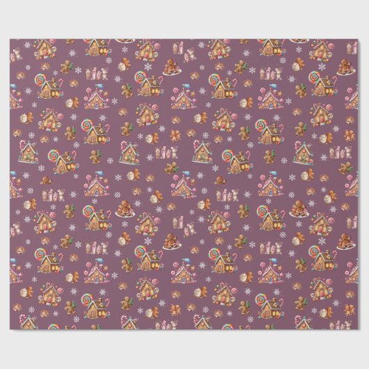 Whimsical Pastel Christmas Ginger Bread patterned Cadeaupapier (Vlak)