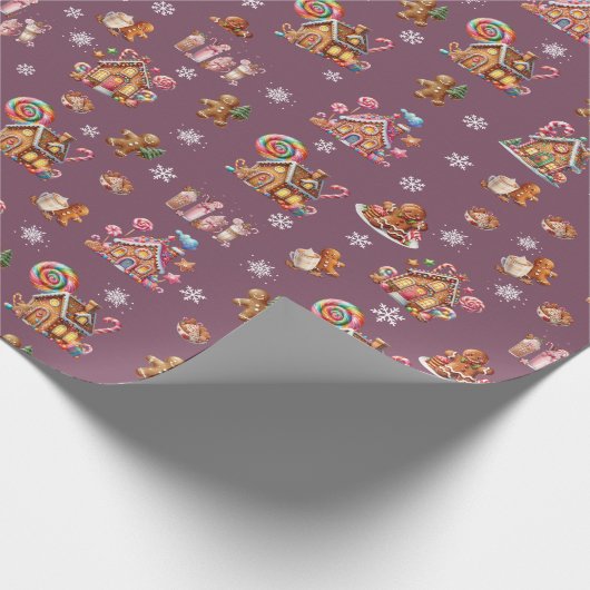 Whimsical Pastel Christmas Ginger Bread patterned Cadeaupapier (Hoek)