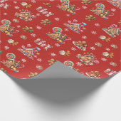 Whimsical Pastel Christmas Ginger Bread patterned Cadeaupapier (Hoek)