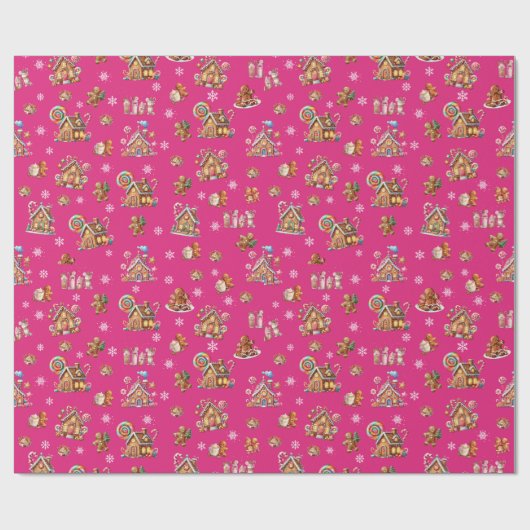 Whimsical Pastel Christmas Ginger Bread patterned Cadeaupapier (Vlak)