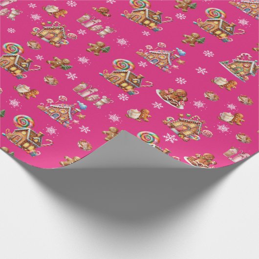 Whimsical Pastel Christmas Ginger Bread patterned Cadeaupapier (Hoek)